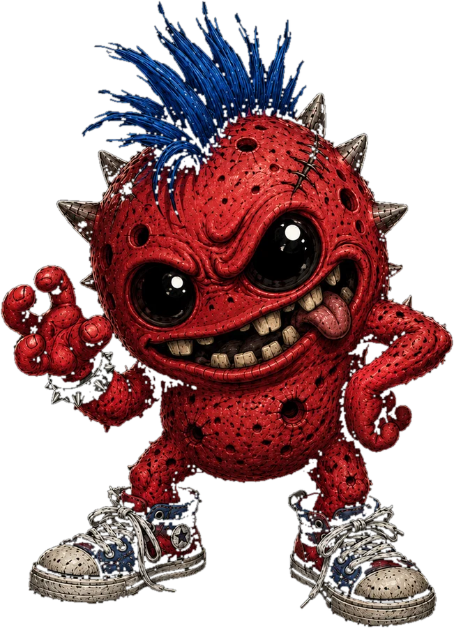 Riot the Razzkel trying to look intimidating