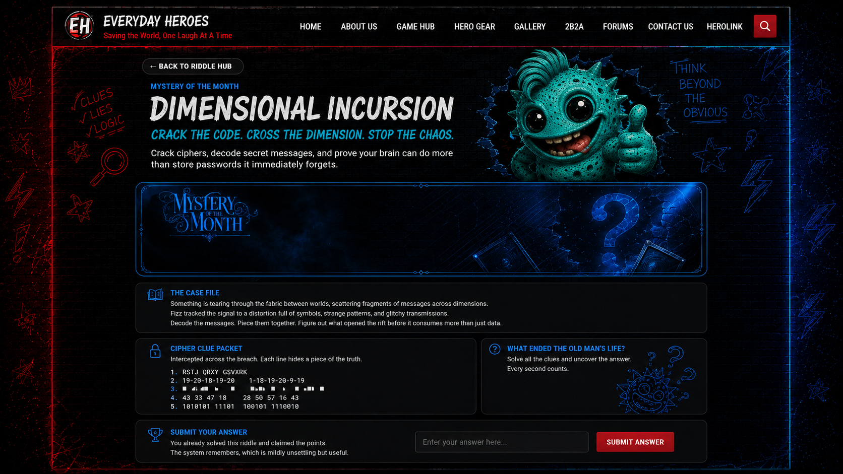 Dimensional Incursion codebreaker page