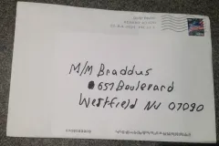 Envelope from the the Watcher letter to the Broaddus family 
