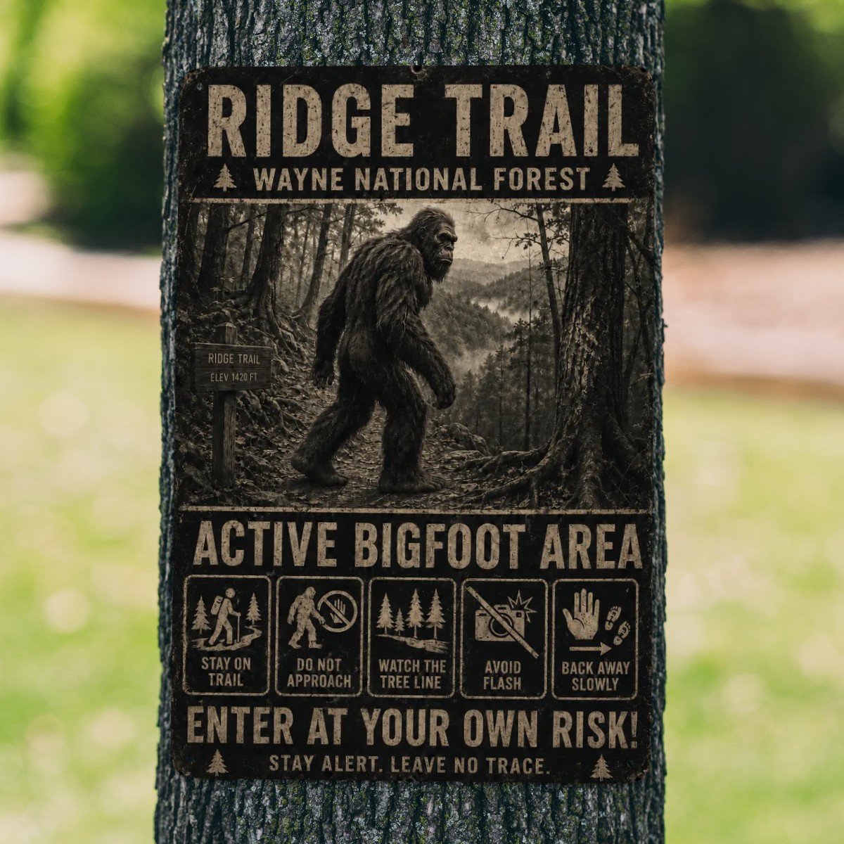 Vintage 8" x 12" Bigfoot Metal Sign - Image 4