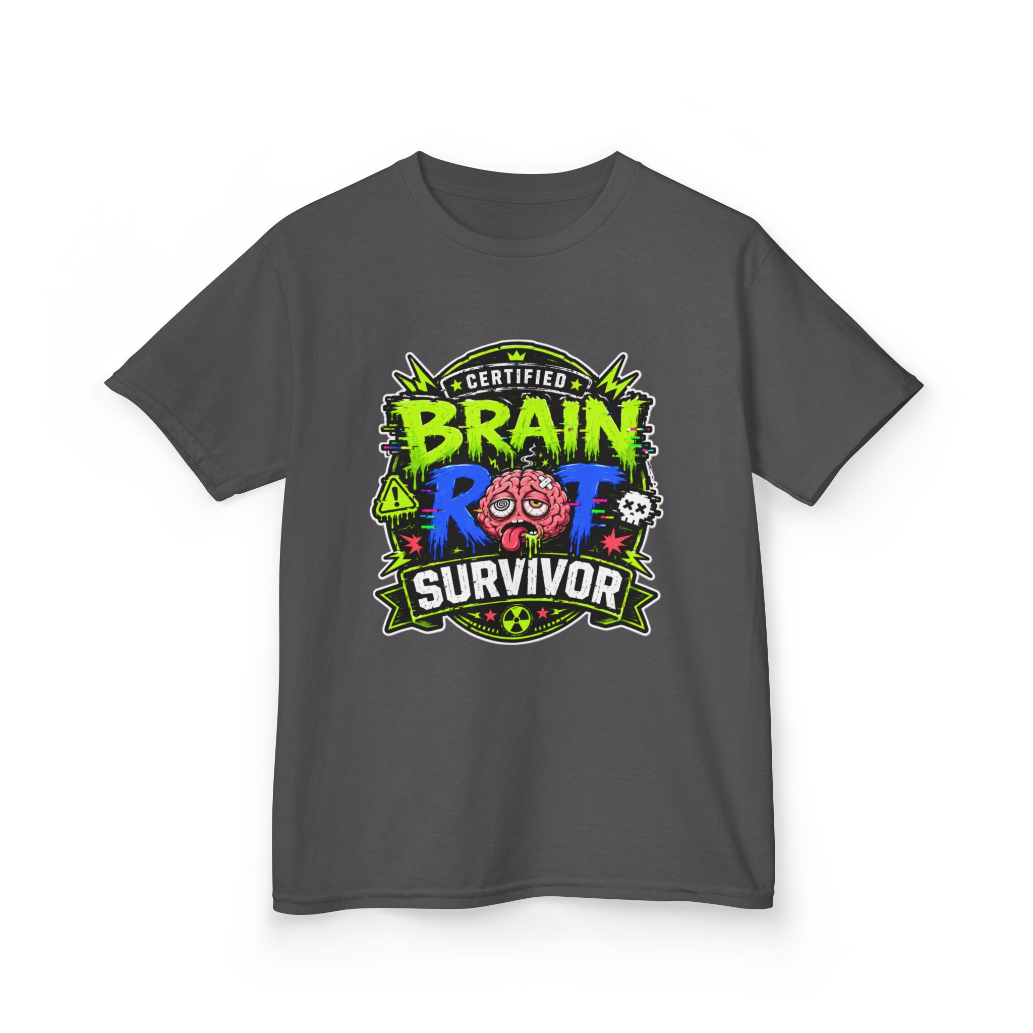 "Certified Brain Rot Survivor" Kids Tee - Image 9
