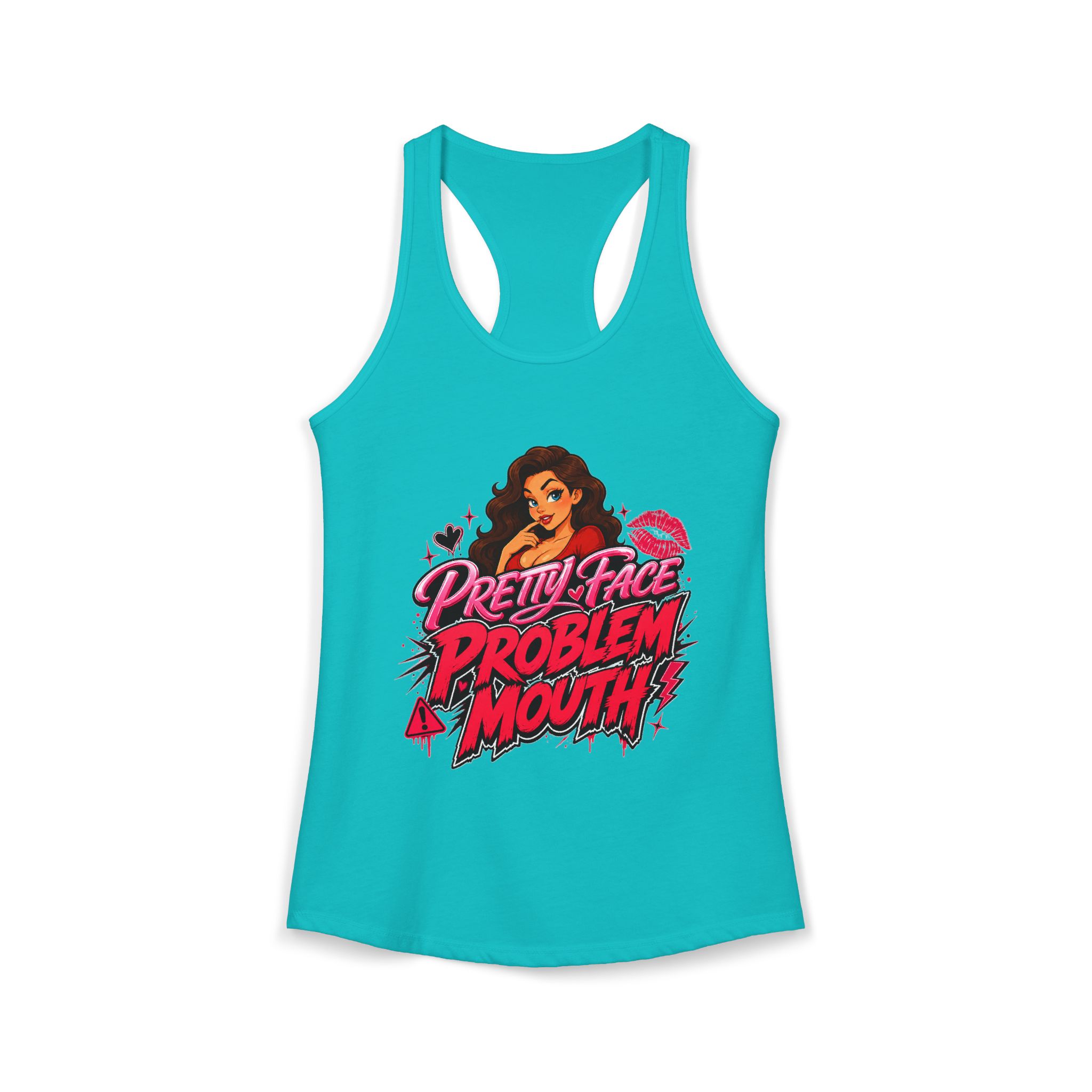 Pretty Face Problem Mouth Racerback Tank - Image 4