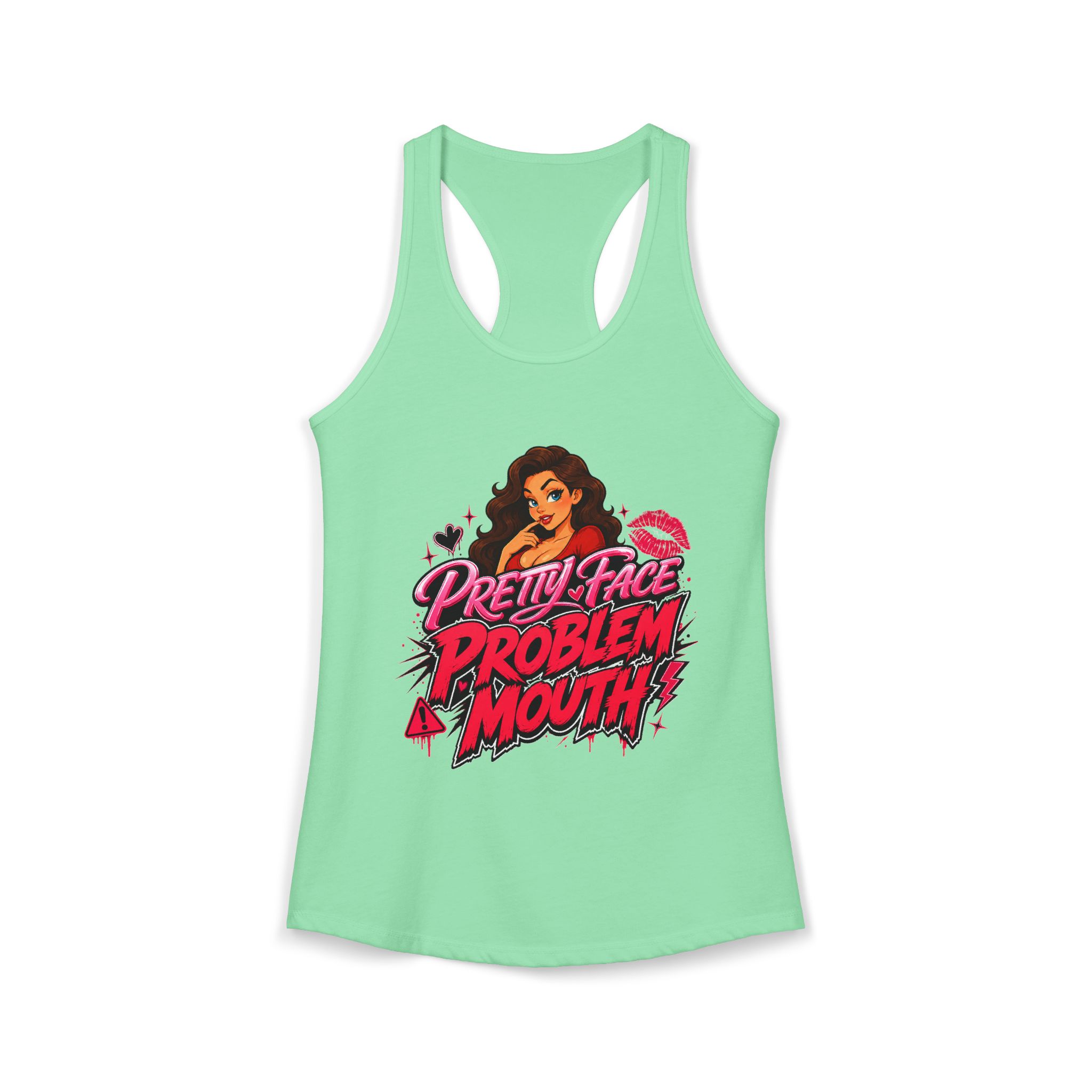 Pretty Face Problem Mouth Racerback Tank