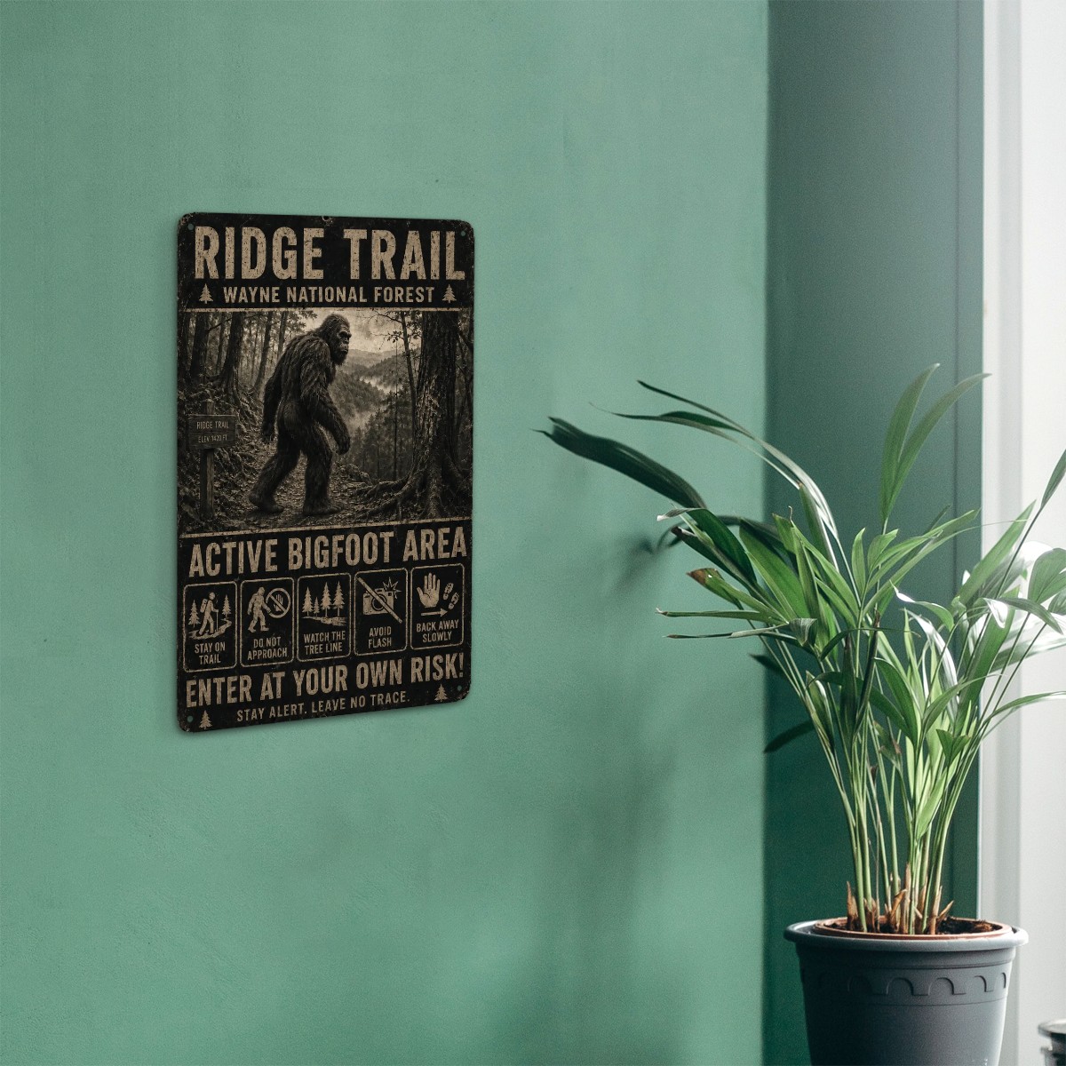 Vintage 8" x 12" Bigfoot Metal Sign - Image 5