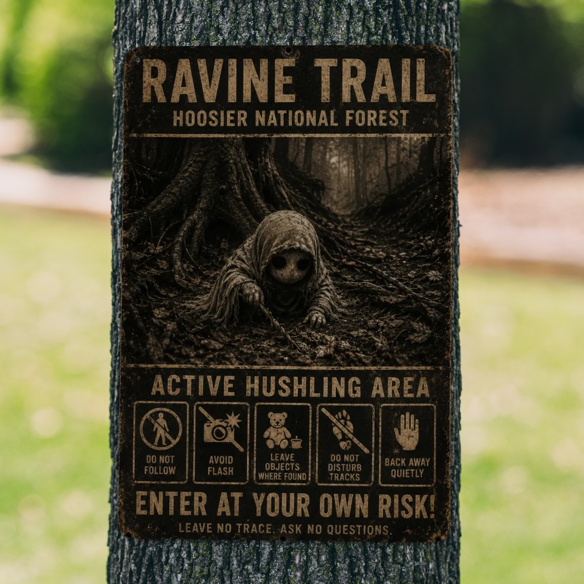 Vintage 8" x 12" Hushling Metal Sign - Image 4