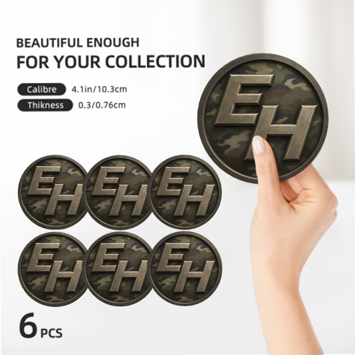 EH Camo Round Ceramic Coasters Set of 6 - Image 2
