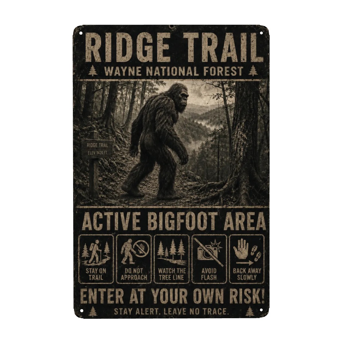 Vintage 8" x 12" Bigfoot Metal Sign