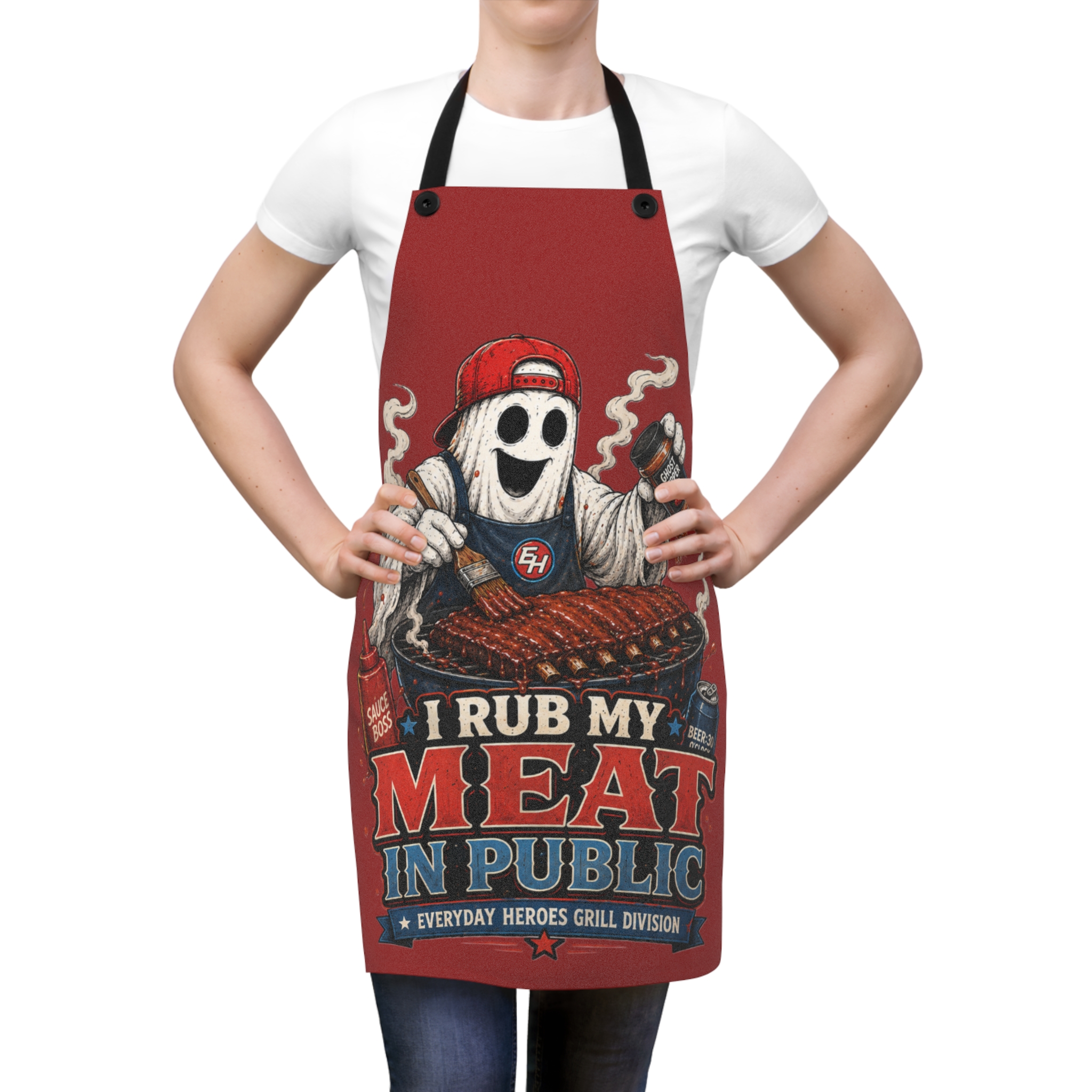 “I Rub My Meat in Public” Grilling Apron ft. Boozer - Image 3