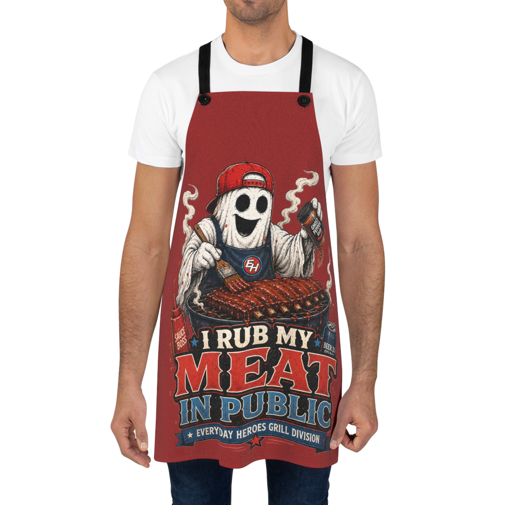 “I Rub My Meat in Public” Grilling Apron ft. Boozer - Image 4