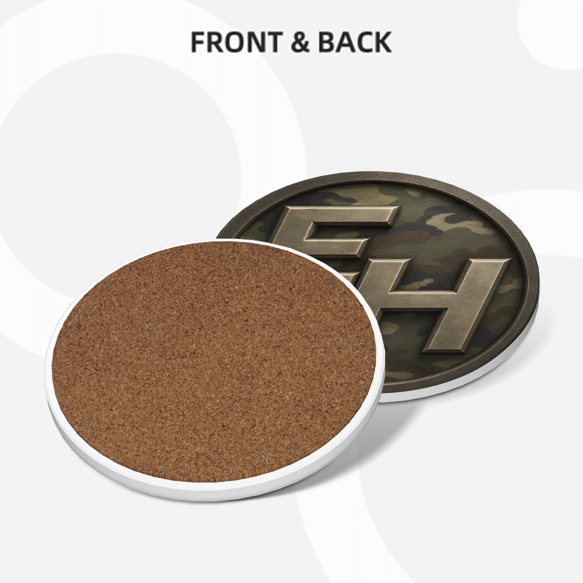EH Camo Round Ceramic Coasters Set of 6 - Image 3