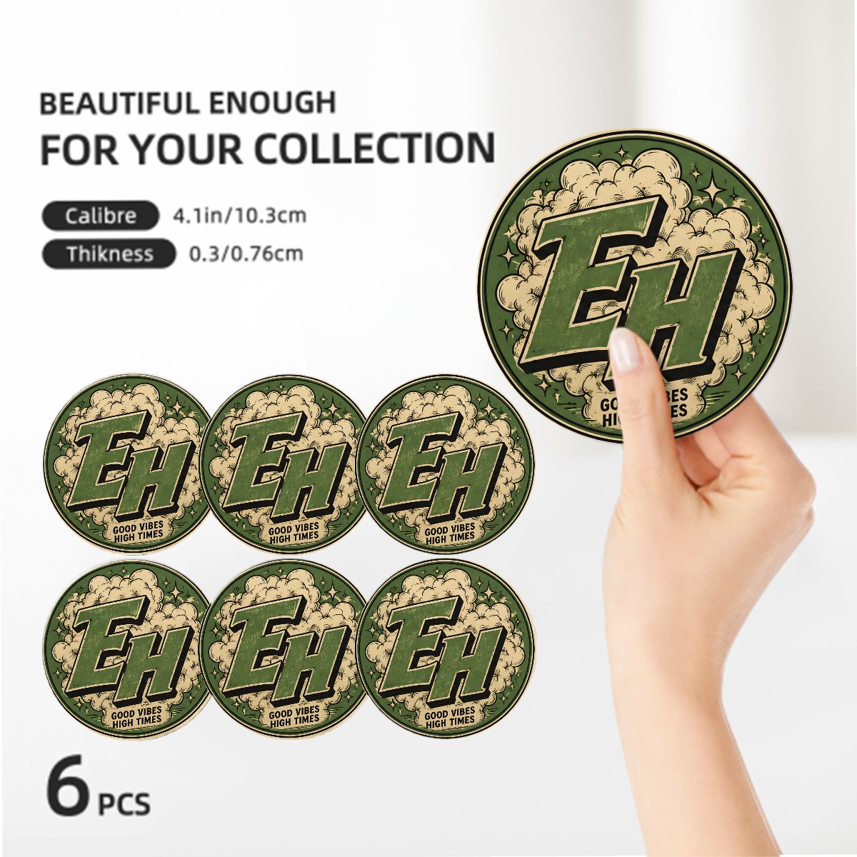 EH 420 Round Ceramic Coasters Set of 6 - Image 2