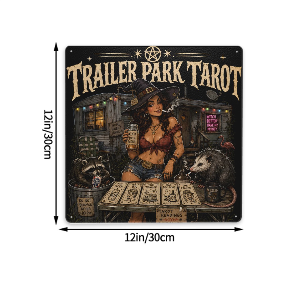 Trailer Park Tarot 12" x 12" Metal Sign - Image 5