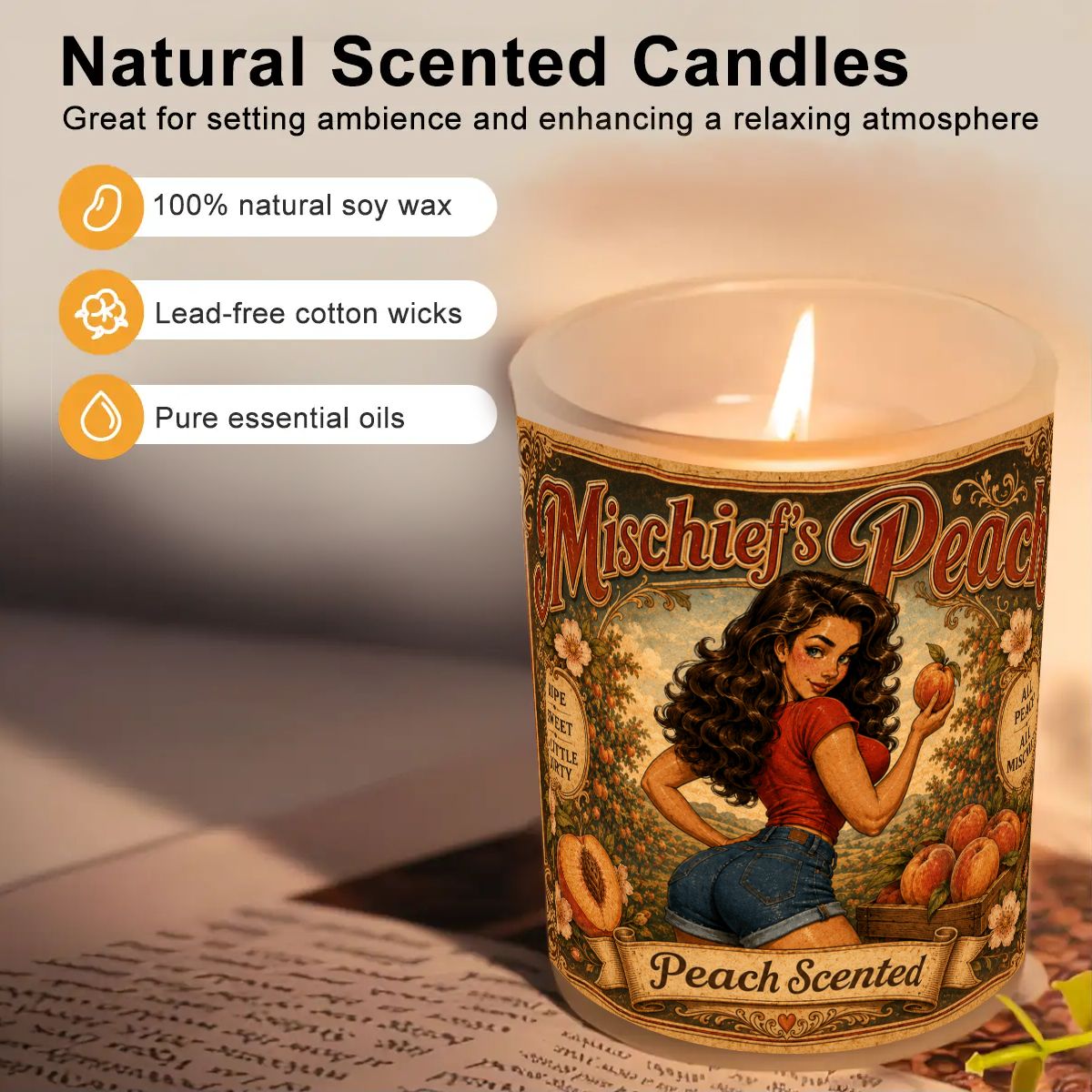 Mischief's Peach Scented Candle (6oz) - Image 3