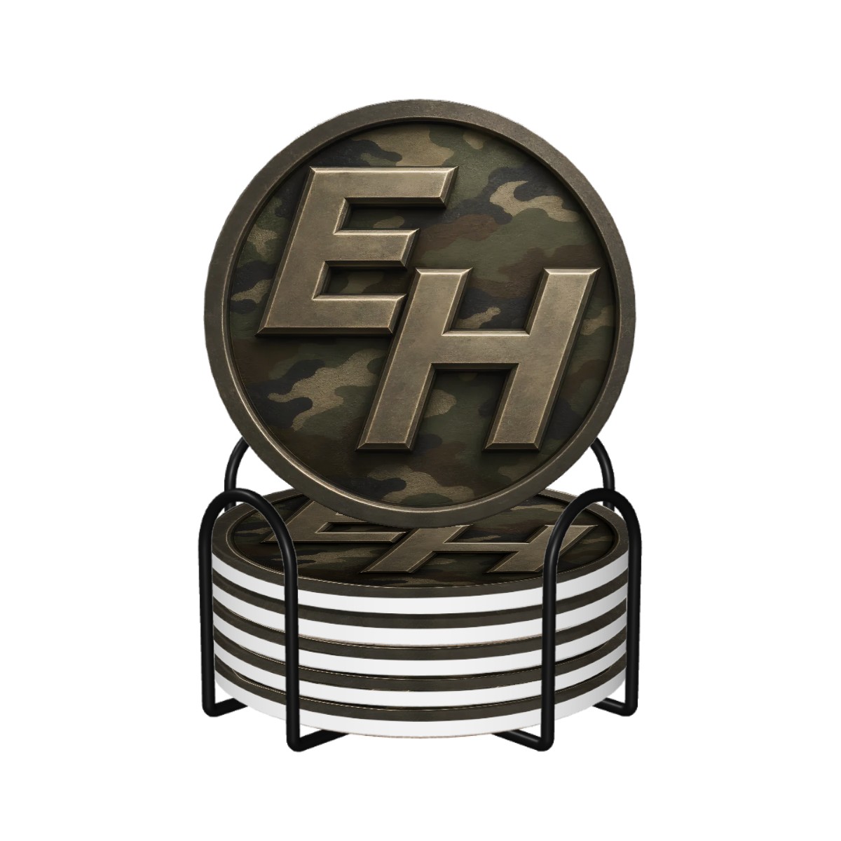 EH Camo Round Ceramic Coasters Set of 6